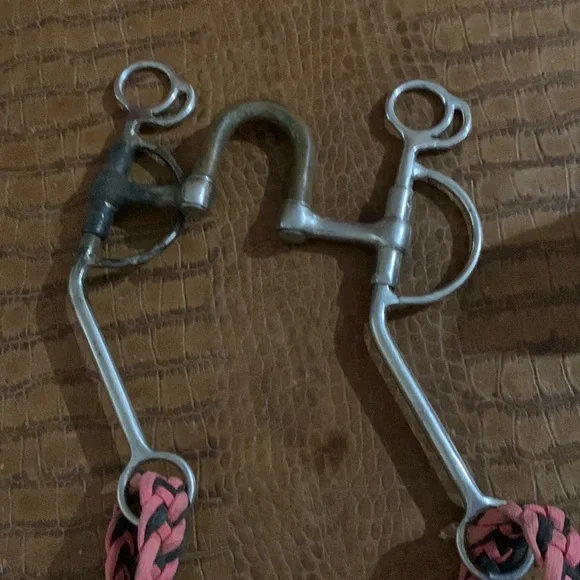 High Port Bit With Black & Pink Roping Reins - Picture 4 of 5
